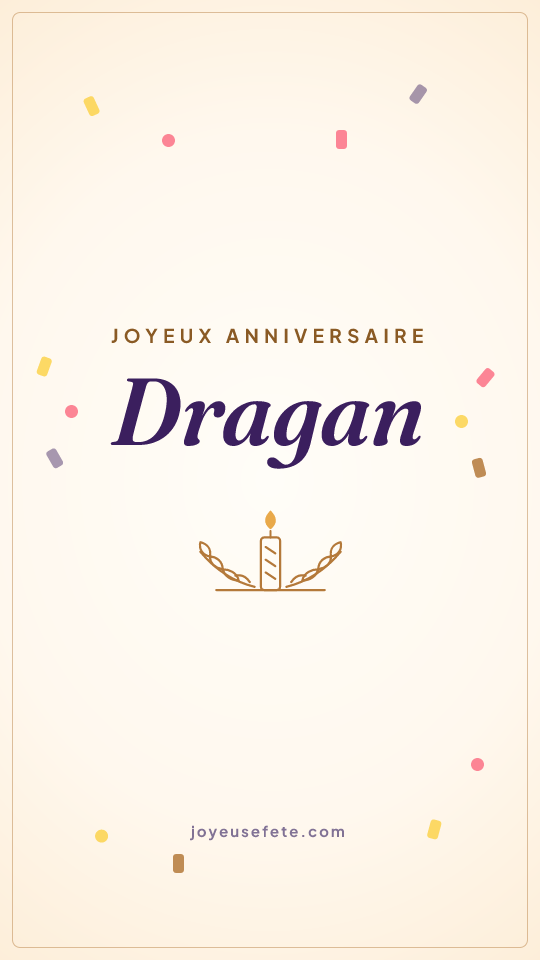 Image « Joyeux anniversaire Dragan » au format story