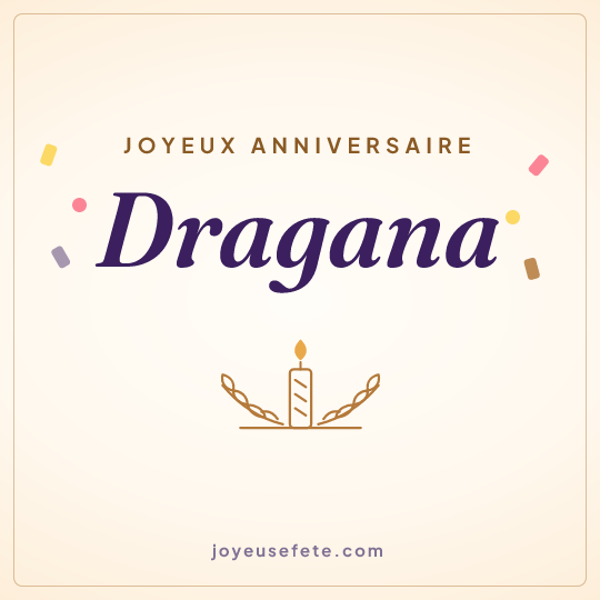 Image carrée « Joyeux anniversaire Dragana » pour WhatsApp
