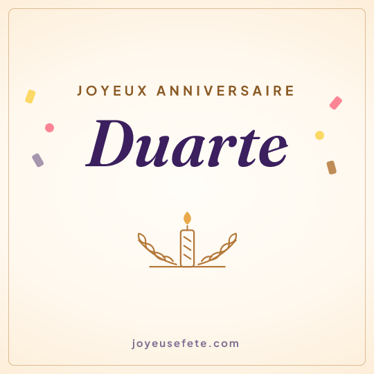 Image carrée « Joyeux anniversaire Duarte » pour WhatsApp