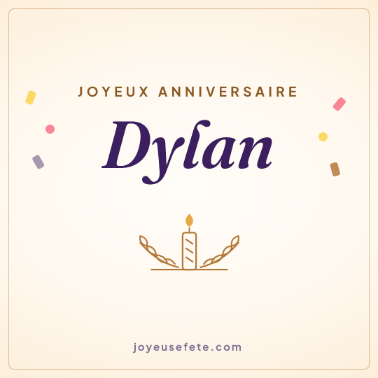 Image carrée « Joyeux anniversaire Dylan » pour WhatsApp