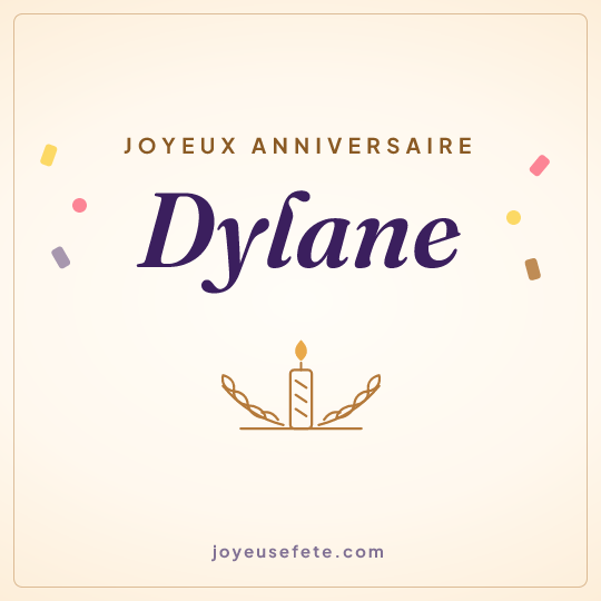 Image carrée « Joyeux anniversaire Dylane » pour WhatsApp