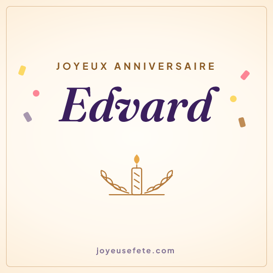 Image carrée « Joyeux anniversaire Edvard » pour WhatsApp