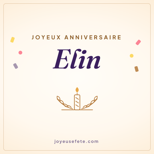 Image carrée « Joyeux anniversaire Elin » pour WhatsApp
