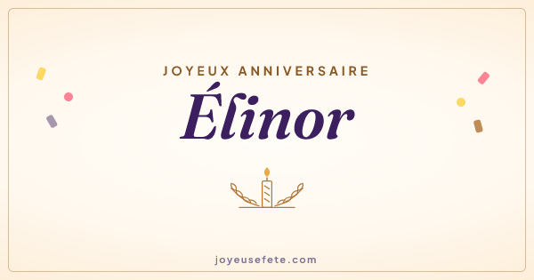 Image « Joyeux anniversaire Élinor » au format large