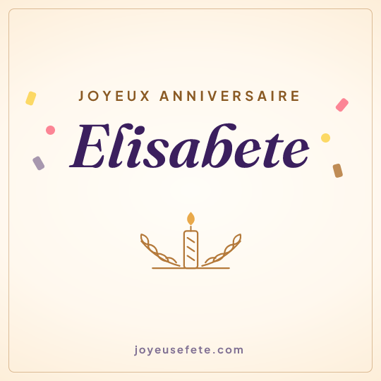 Image carrée « Joyeux anniversaire Elisabete » pour WhatsApp
