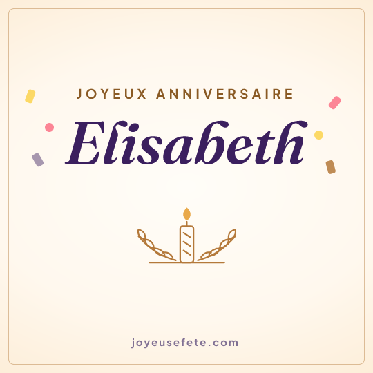 Image carrée « Joyeux anniversaire Elisabeth » pour WhatsApp
