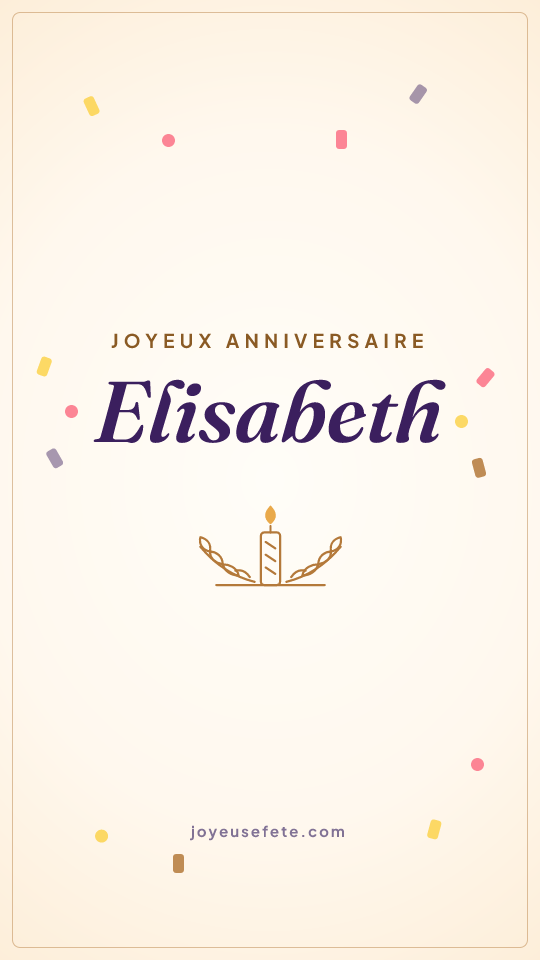 Image « Joyeux anniversaire Elisabeth » au format story