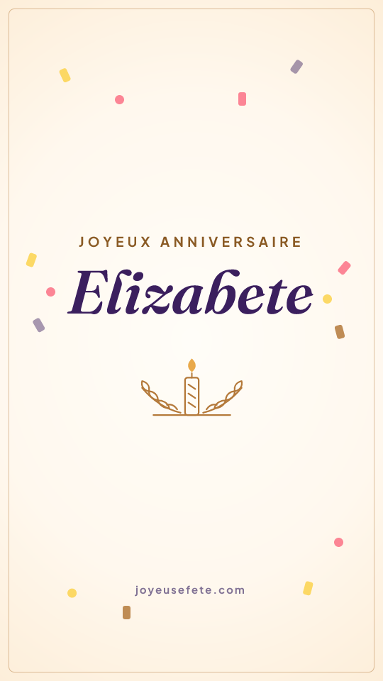 Image « Joyeux anniversaire Elizabete » au format story
