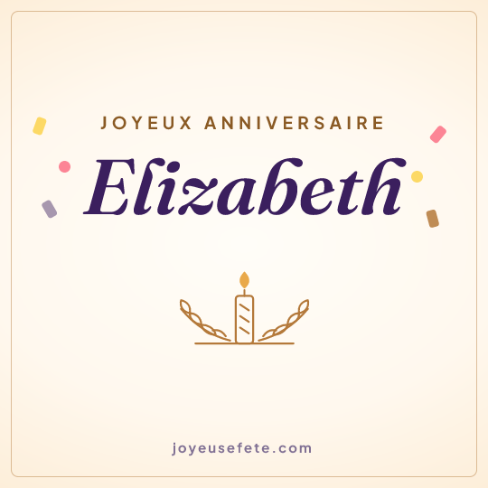 Image carrée « Joyeux anniversaire Elizabeth » pour WhatsApp