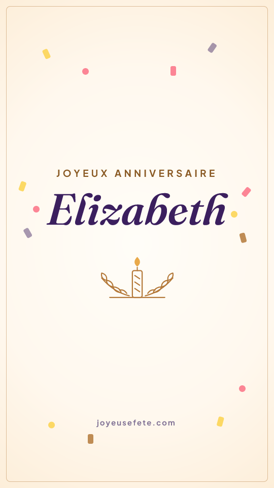 Image « Joyeux anniversaire Elizabeth » au format story