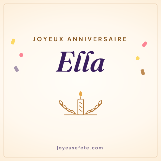 Image carrée « Joyeux anniversaire Ella » pour WhatsApp