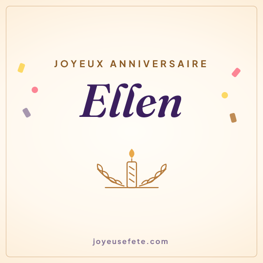 Image carrée « Joyeux anniversaire Ellen » pour WhatsApp