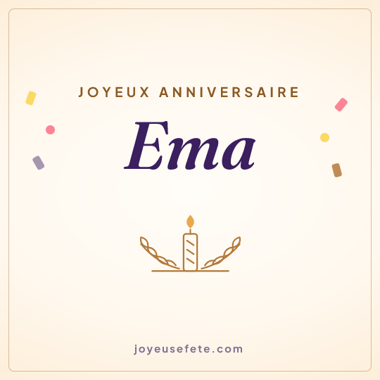 Image carrée « Joyeux anniversaire Ema » pour WhatsApp