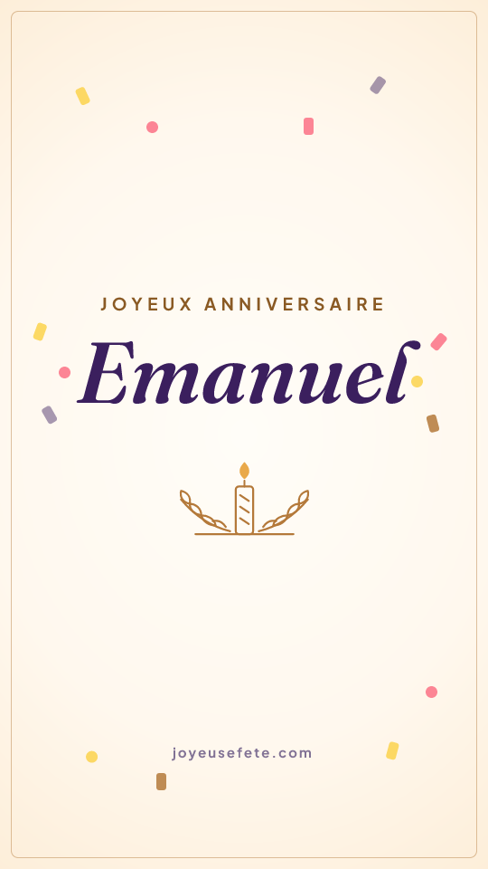 Image « Joyeux anniversaire Emanuel » au format story