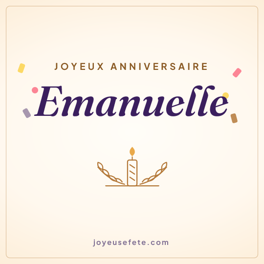 Image carrée « Joyeux anniversaire Emanuelle » pour WhatsApp
