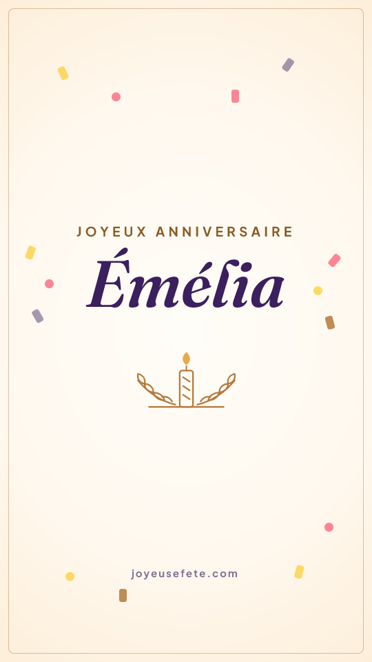 Image « Joyeux anniversaire Émélia » au format story