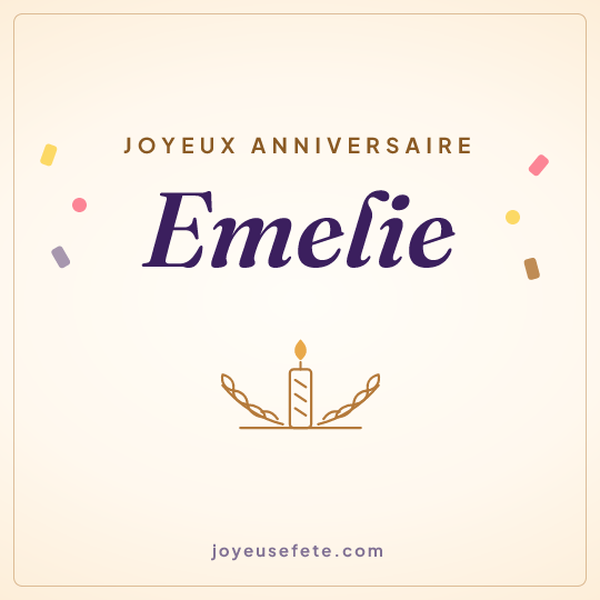 Image carrée « Joyeux anniversaire Emelie » pour WhatsApp