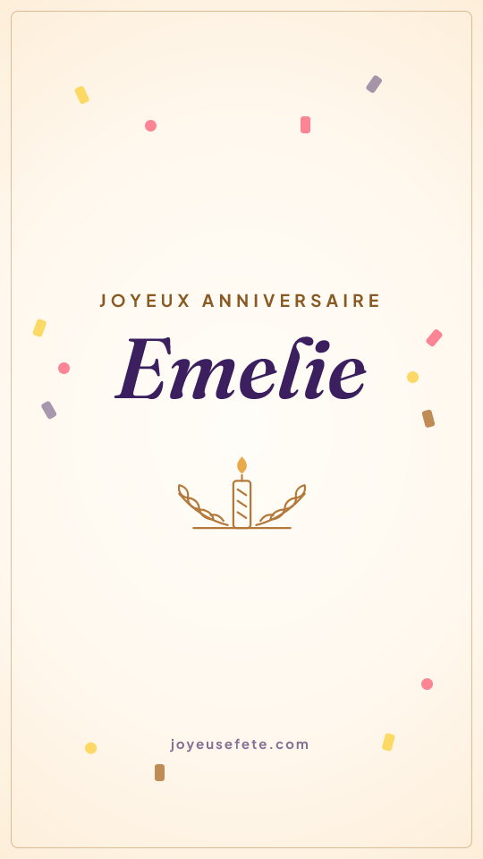 Image « Joyeux anniversaire Emelie » au format story