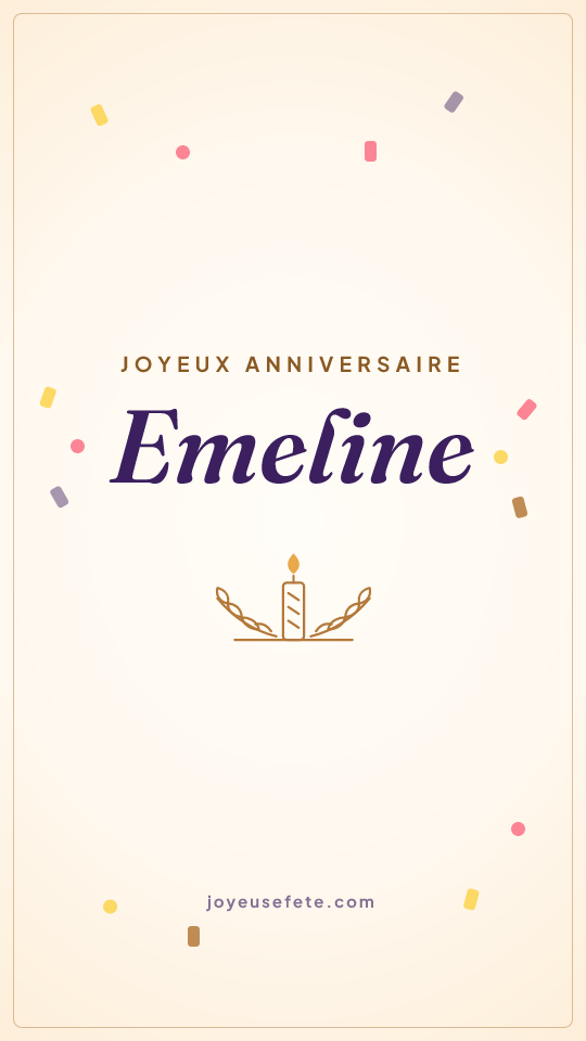Image « Joyeux anniversaire Emeline » au format story