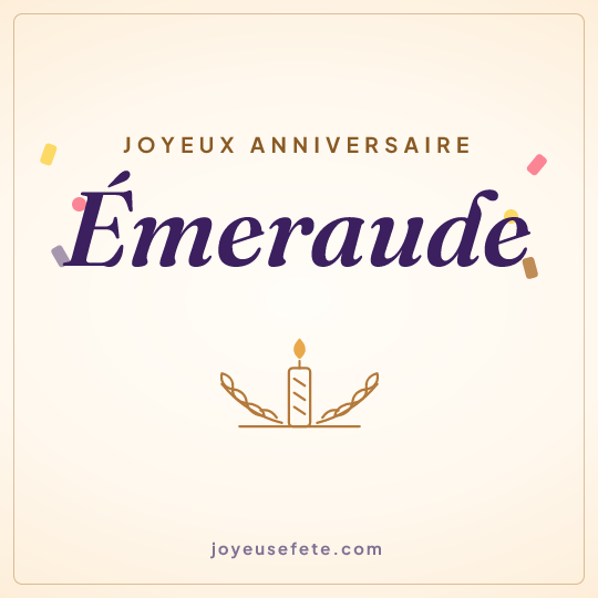 Image carrée « Joyeux anniversaire Émeraude » pour WhatsApp