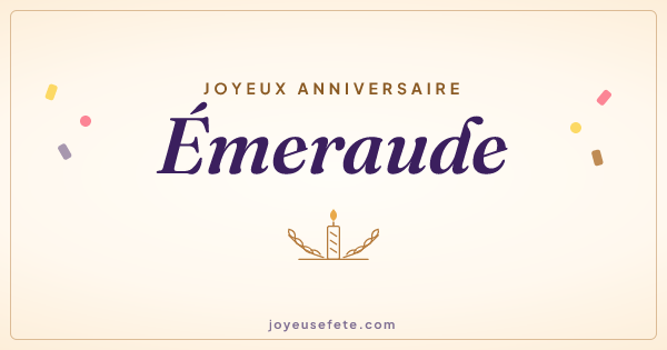 Image « Joyeux anniversaire Émeraude » au format large