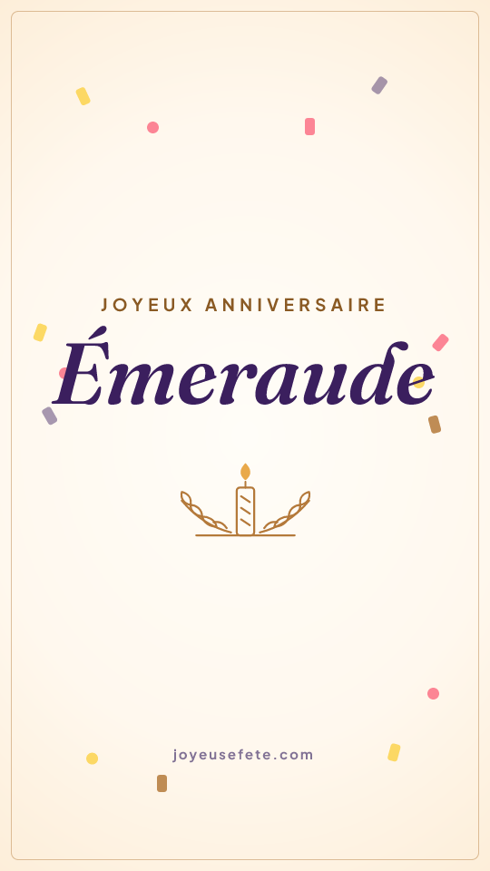 Image « Joyeux anniversaire Émeraude » au format story