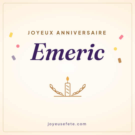 Image carrée « Joyeux anniversaire Emeric » pour WhatsApp