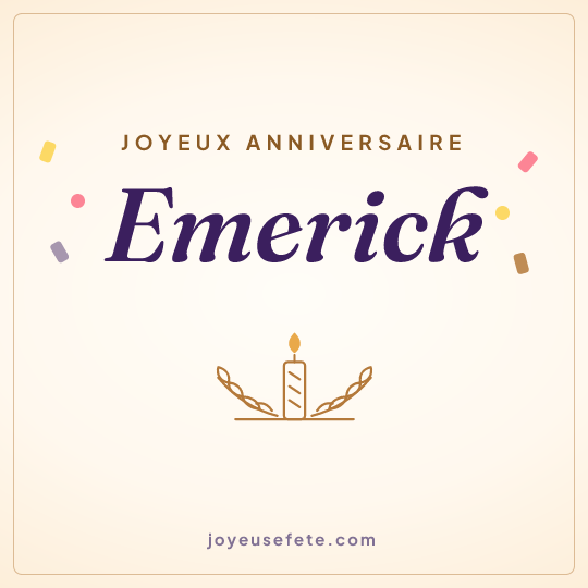 Image carrée « Joyeux anniversaire Emerick » pour WhatsApp