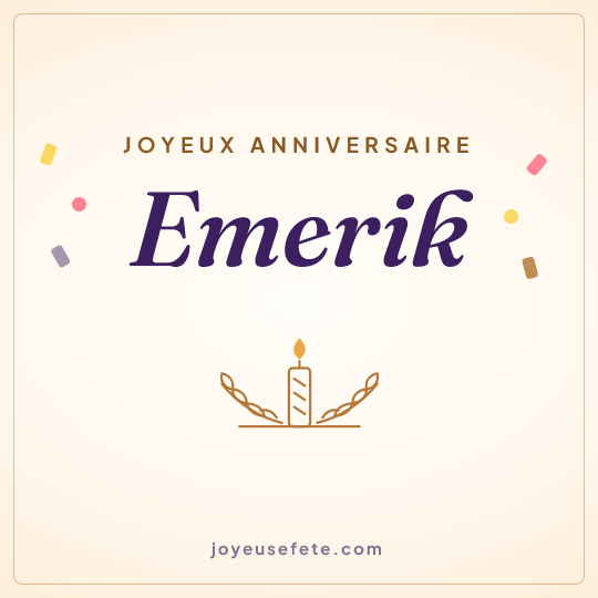 Image carrée « Joyeux anniversaire Emerik » pour WhatsApp