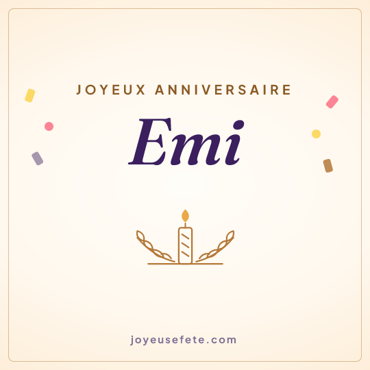 Image carrée « Joyeux anniversaire Emi » pour WhatsApp