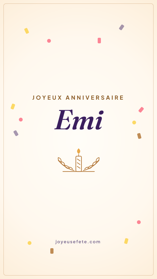 Image « Joyeux anniversaire Emi » au format story