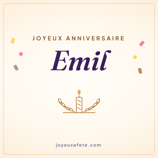 Image carrée « Joyeux anniversaire Emil » pour WhatsApp