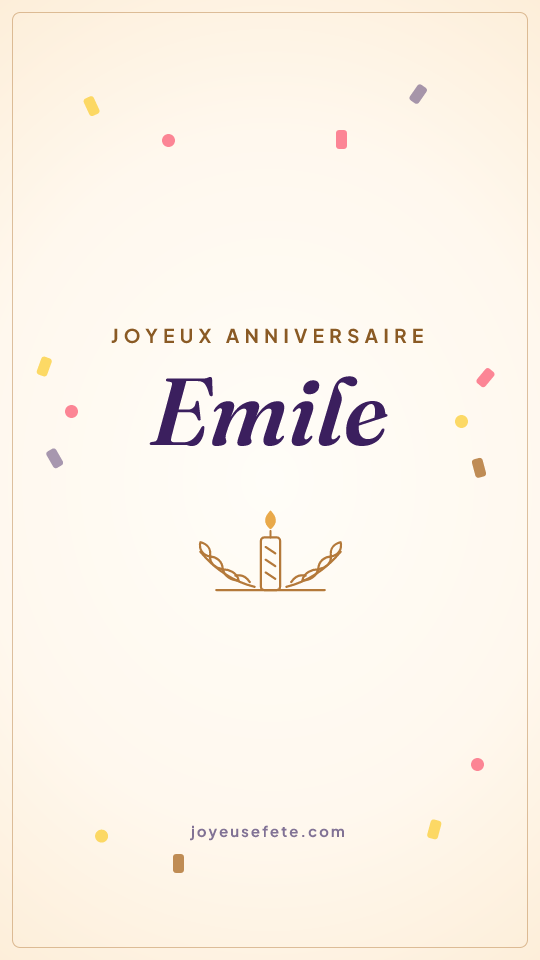 Image « Joyeux anniversaire Emile » au format story