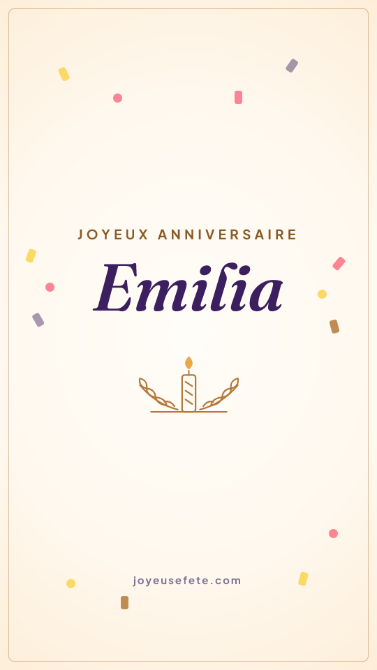 Image « Joyeux anniversaire Emilia » au format story