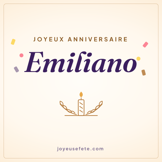 Image carrée « Joyeux anniversaire Emiliano » pour WhatsApp