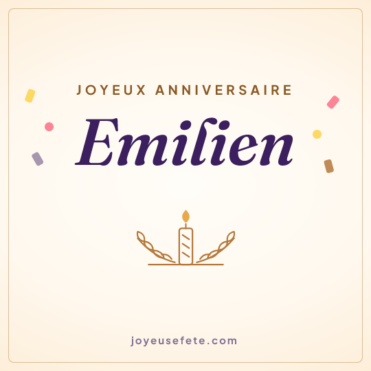 Image carrée « Joyeux anniversaire Emilien » pour WhatsApp