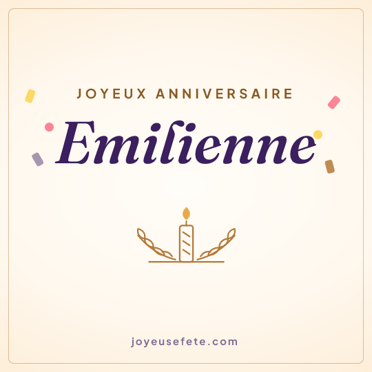 Image carrée « Joyeux anniversaire Emilienne » pour WhatsApp