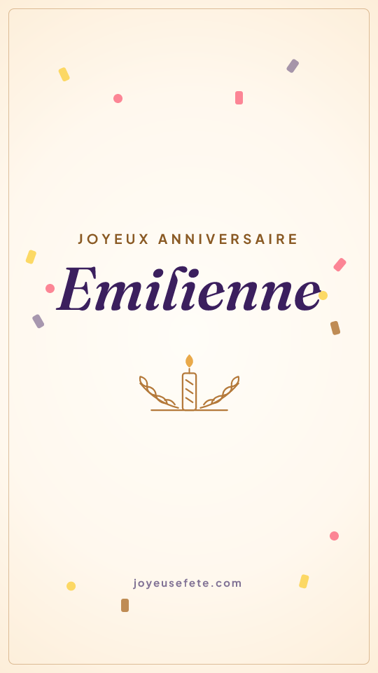 Image « Joyeux anniversaire Emilienne » au format story