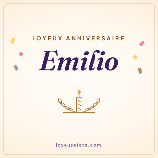 Image carrée « Joyeux anniversaire Emilio » pour WhatsApp
