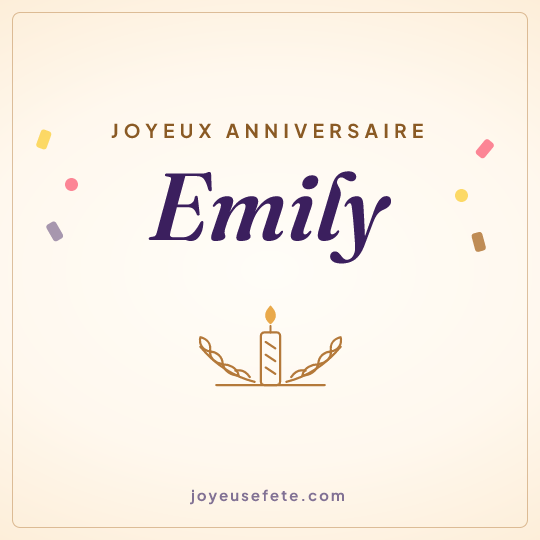 Image carrée « Joyeux anniversaire Emily » pour WhatsApp
