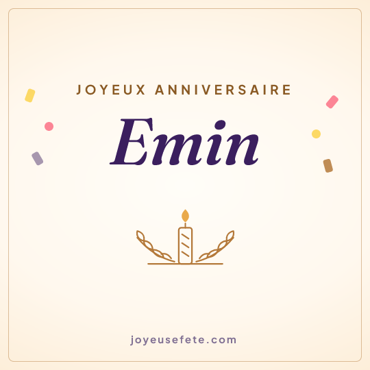 Image carrée « Joyeux anniversaire Emin » pour WhatsApp