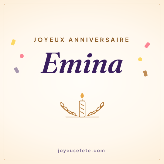 Image carrée « Joyeux anniversaire Emina » pour WhatsApp