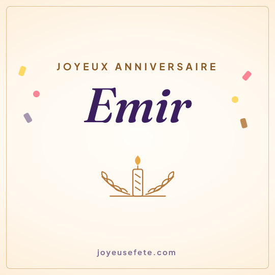 Image carrée « Joyeux anniversaire Emir » pour WhatsApp