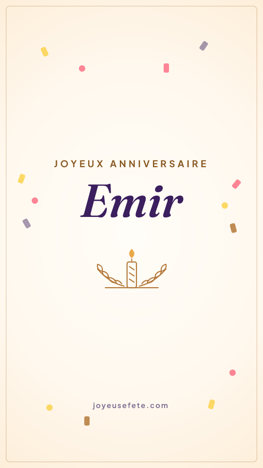 Image « Joyeux anniversaire Emir » au format story