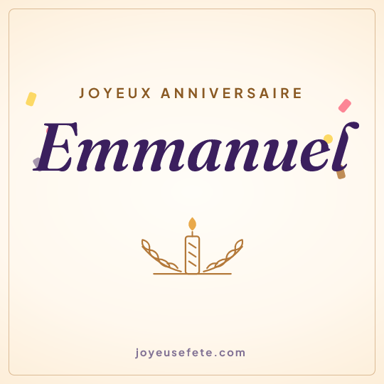 Image carrée « Joyeux anniversaire Emmanuel » pour WhatsApp