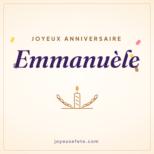 Image carrée « Joyeux anniversaire Emmanuèle » pour WhatsApp