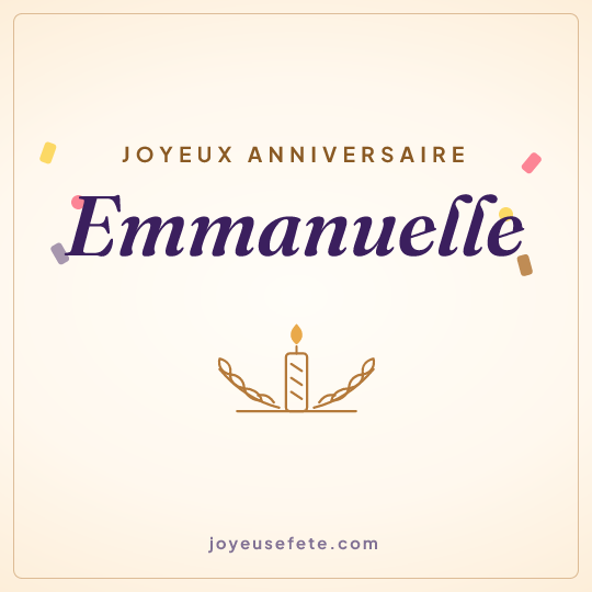 Image carrée « Joyeux anniversaire Emmanuelle » pour WhatsApp