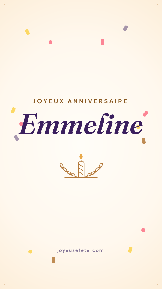 Image « Joyeux anniversaire Emmeline » au format story