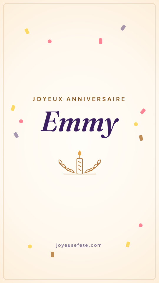 Image « Joyeux anniversaire Emmy » au format story