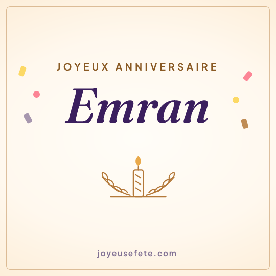Image carrée « Joyeux anniversaire Emran » pour WhatsApp